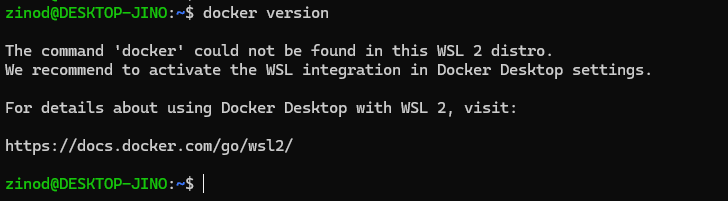 WSL Ubuntu에서 docker 명령을 찾지 못하고 Docker Desktop의 WSL 연동을 확인하라는 오류